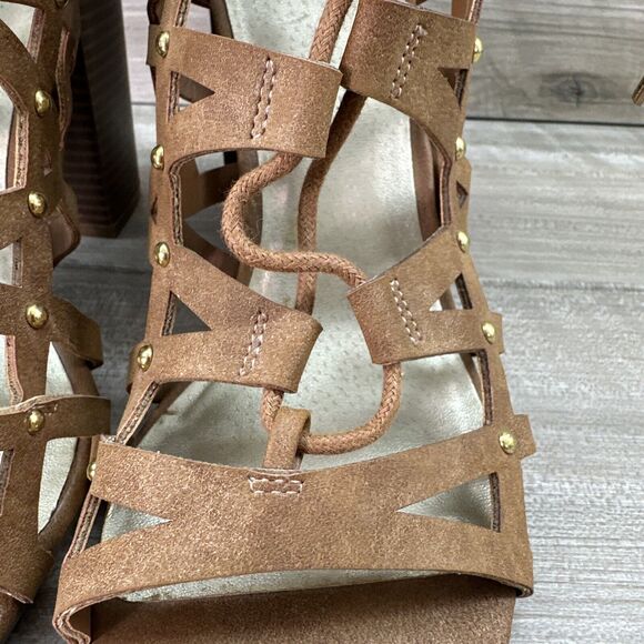 G by GUESS Women's Juto Lace-Up Block-Heel Sandal Tan Size 10M - Picture 13 of 15